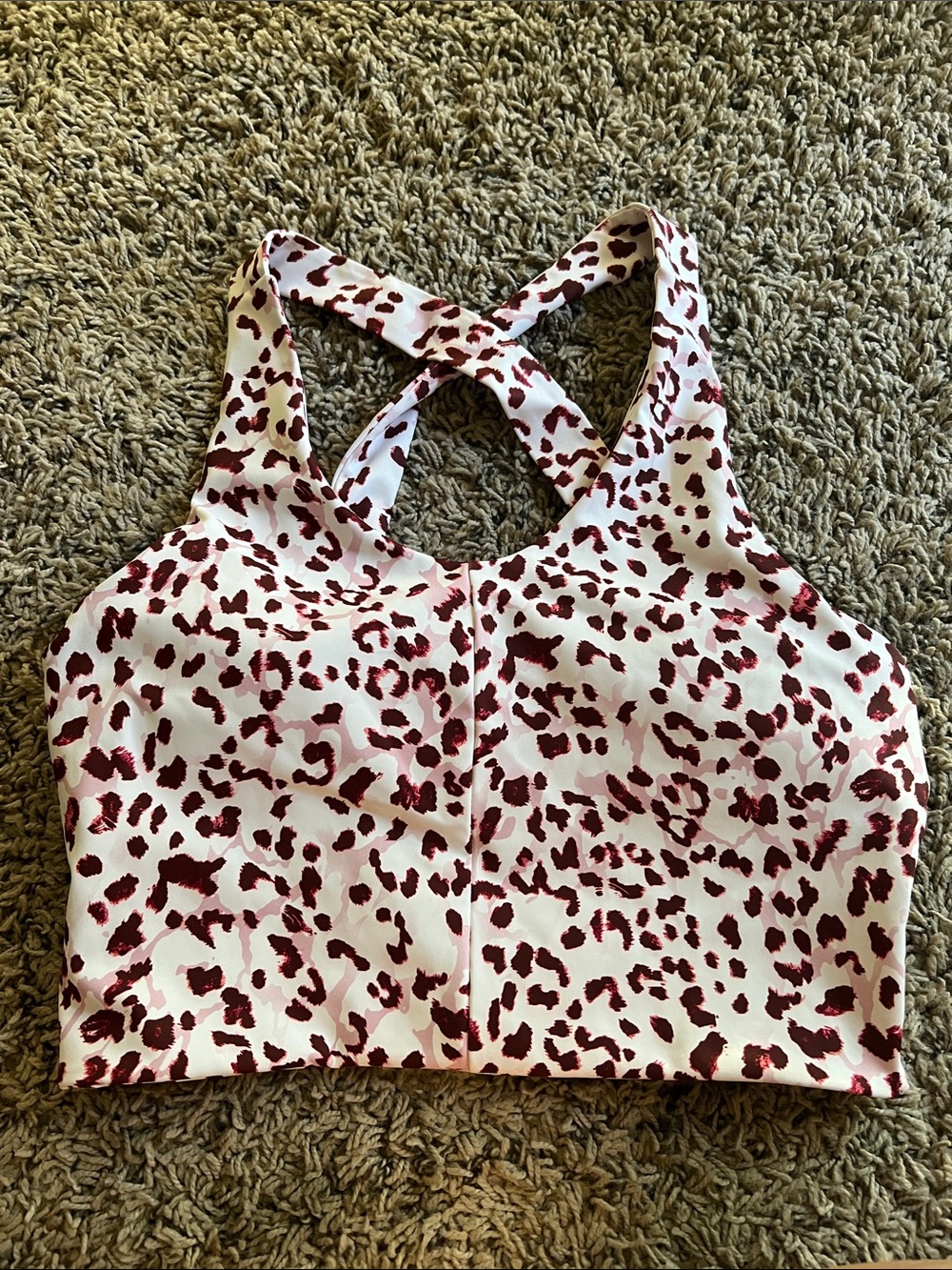 2 for $12- White and Burgundy Leopard Print Sports Bra
